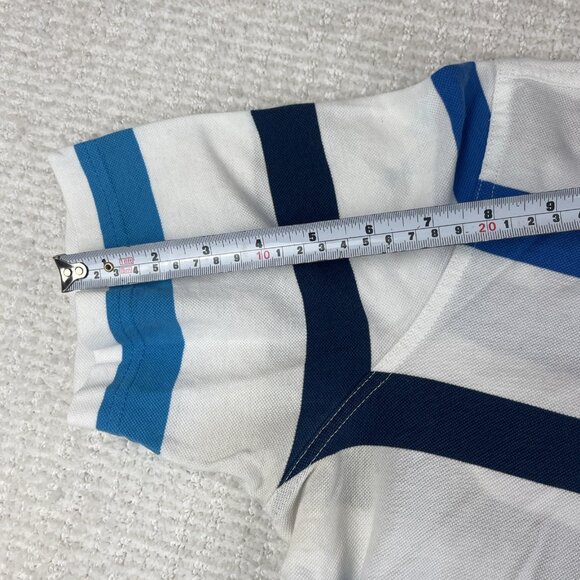 Paul & Shark Mens Sz L Blue Stripped Polo Ocean Team Royal Club *Stained Read* - Picture 16 of 16